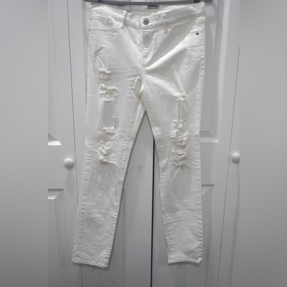Acne Studios White Ripped Jeans